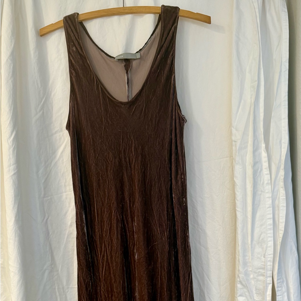 Vince Velvet Mocha Sleeveless Brown Slip Dress Knockout Size L